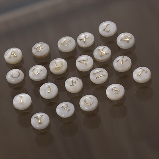 Image of thu nhỏ 5 Pcs White Double-sided Gold Edge Straight Hole Shell  26 Alphabet Charm Natural Mother Of Pearl Letter Pendant Diy Jewelry Making #2