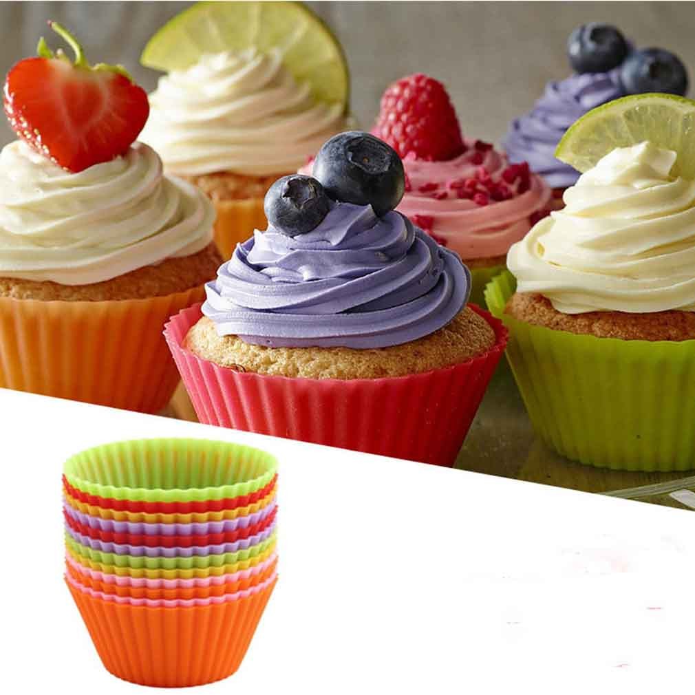 12pcs Silicone Cake Muffin Chocolate Cupcake Liner Baking Cup Cookie Mold CF