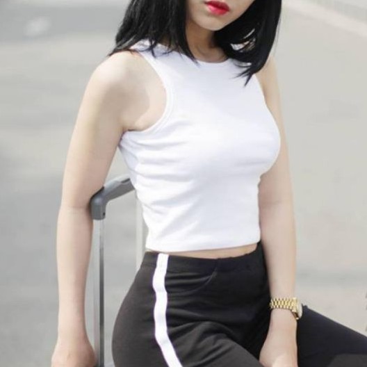 Áo Croptop ba lỗ cổ tròn thun tăm sát nách, Áo sát nách BaSic LaCa Store M9-1, áo crt kiểu mùa hè tắm biển tập gym yoga