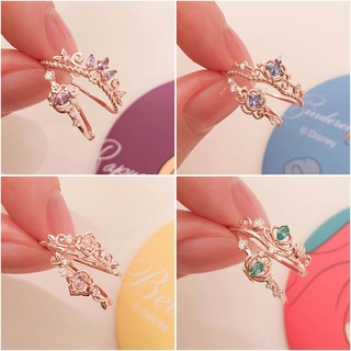 Image of 【Ready Stock】Adjustable Ring Disney Princess Ring 925 Silver Open Crown Ring Korean Version Fashion
