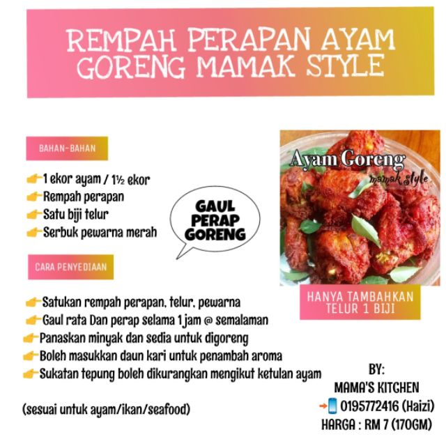 Rempah Ayam Goreng Mamak Homemade Shopee Singapore