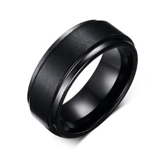 Image of Men's Rings BASIC Wedding Engagement Band Black Pure Tungsten Carbide Men Matte Brushed Center Male Jewelry Aneis Bague