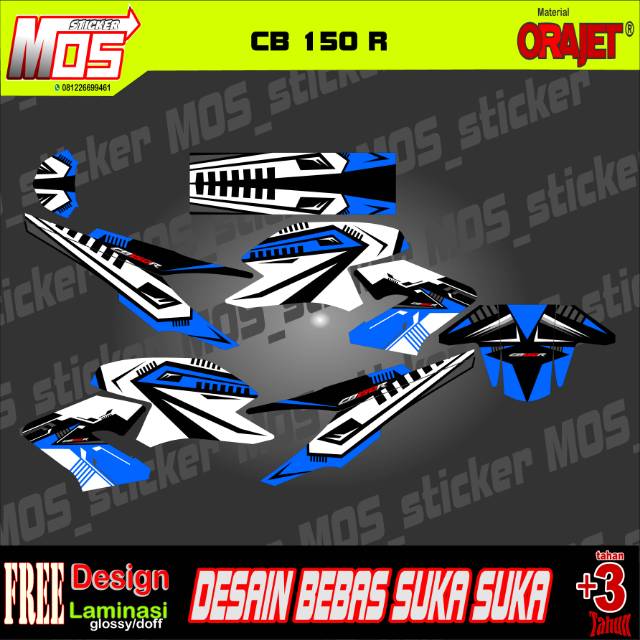 Honda Cb150r Cb 150 R Motorcycle Stickers Design Simple White And Blue Shopee Singapore
