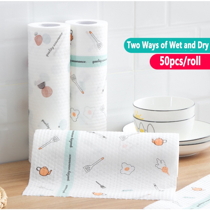 Washable Kitchen Tissue Paper Towel Tisu Dapur 50PCS/Roll - Large ...