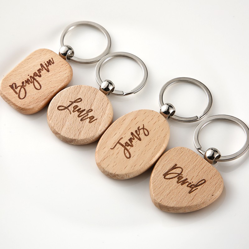 Custom Engraved Wedding Names Teacher's Day Gift Wood Key Chain