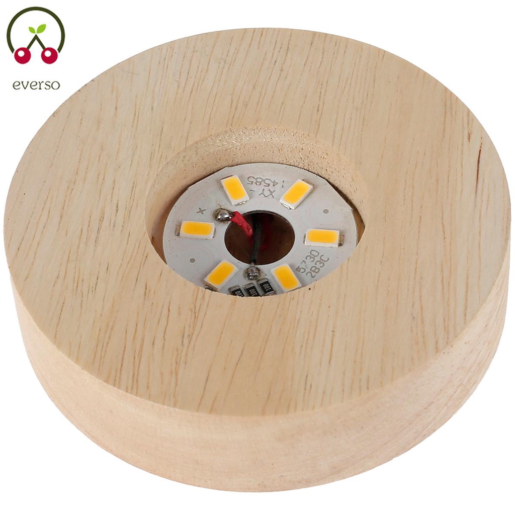 LED Lights Display Base for Crystals Glass 8CM Wooden Lights Display Stand with on/off Switch Round Lamp Holder@CY-FHL2-SHTKC4824