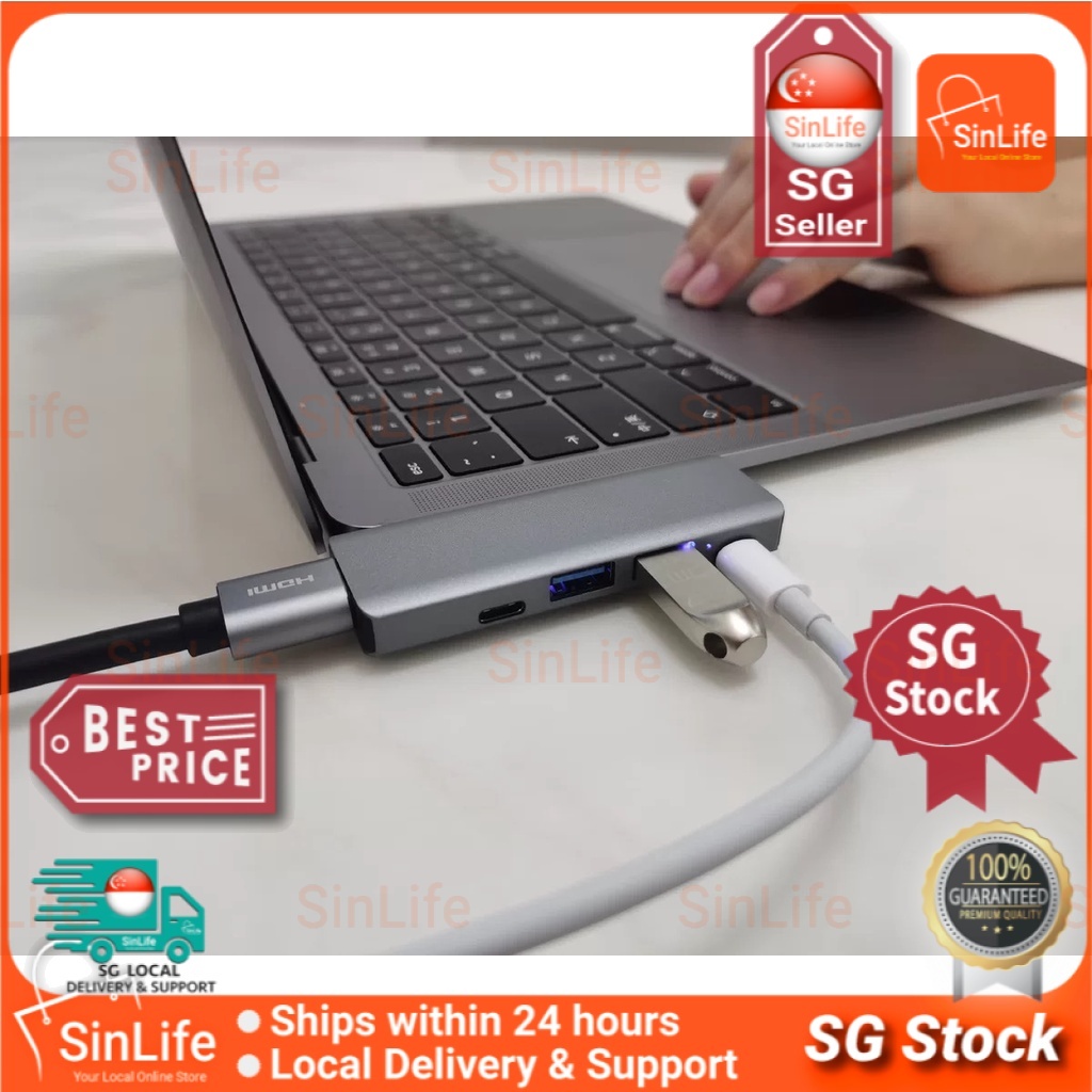 [SG Stock]Macbook Pro USB C Adapter 4/5 in 1 USB C Hub with 4K HDMI, USB 3.0 5Gbps Super Speed