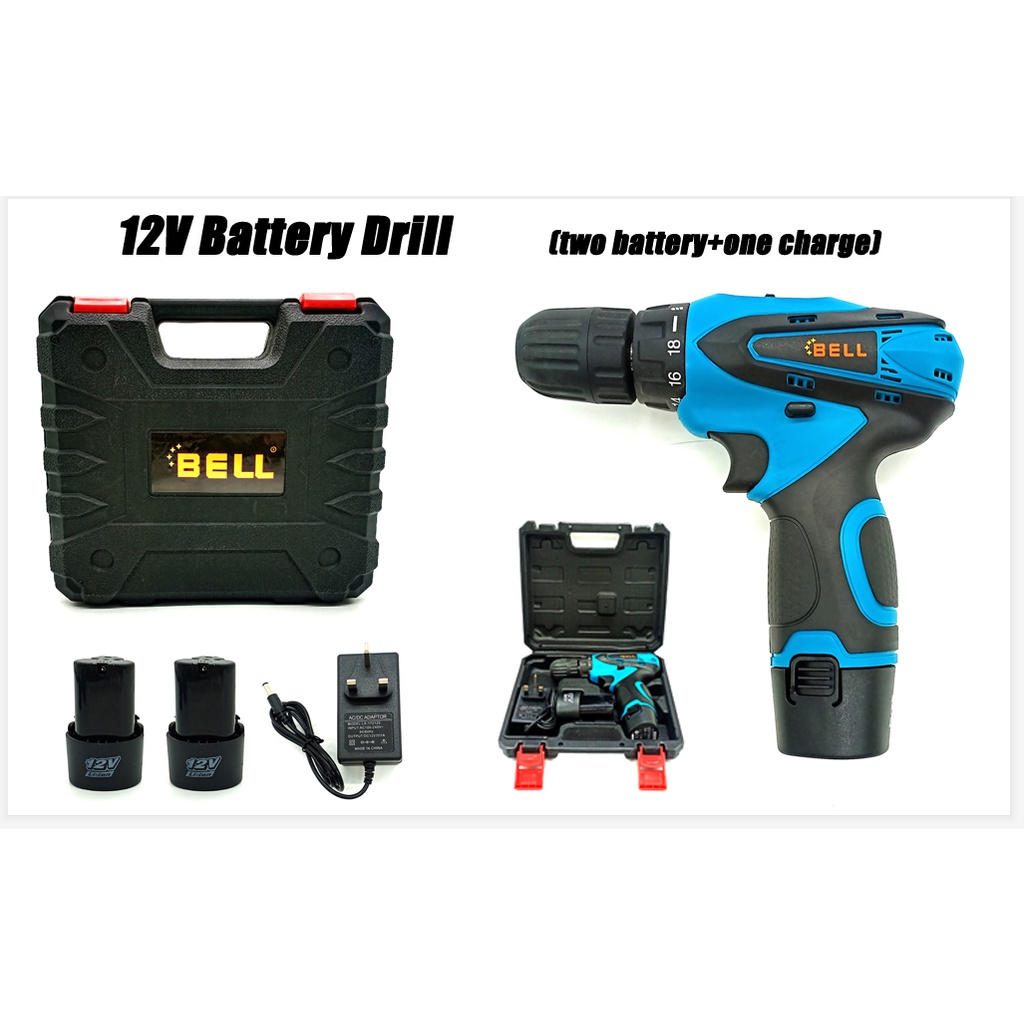 BELL 12V Electric Drill Cordless Screwdriver Lithium Battery Drill