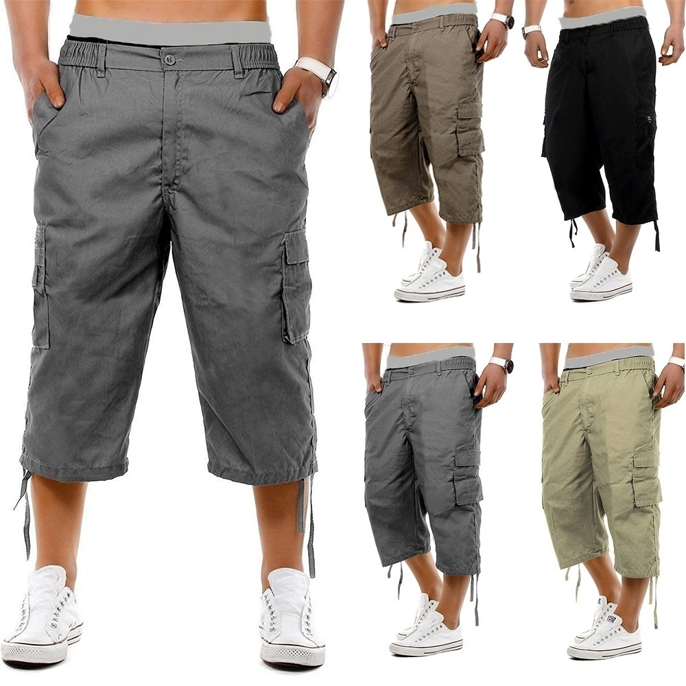 mens elastic cargo shorts