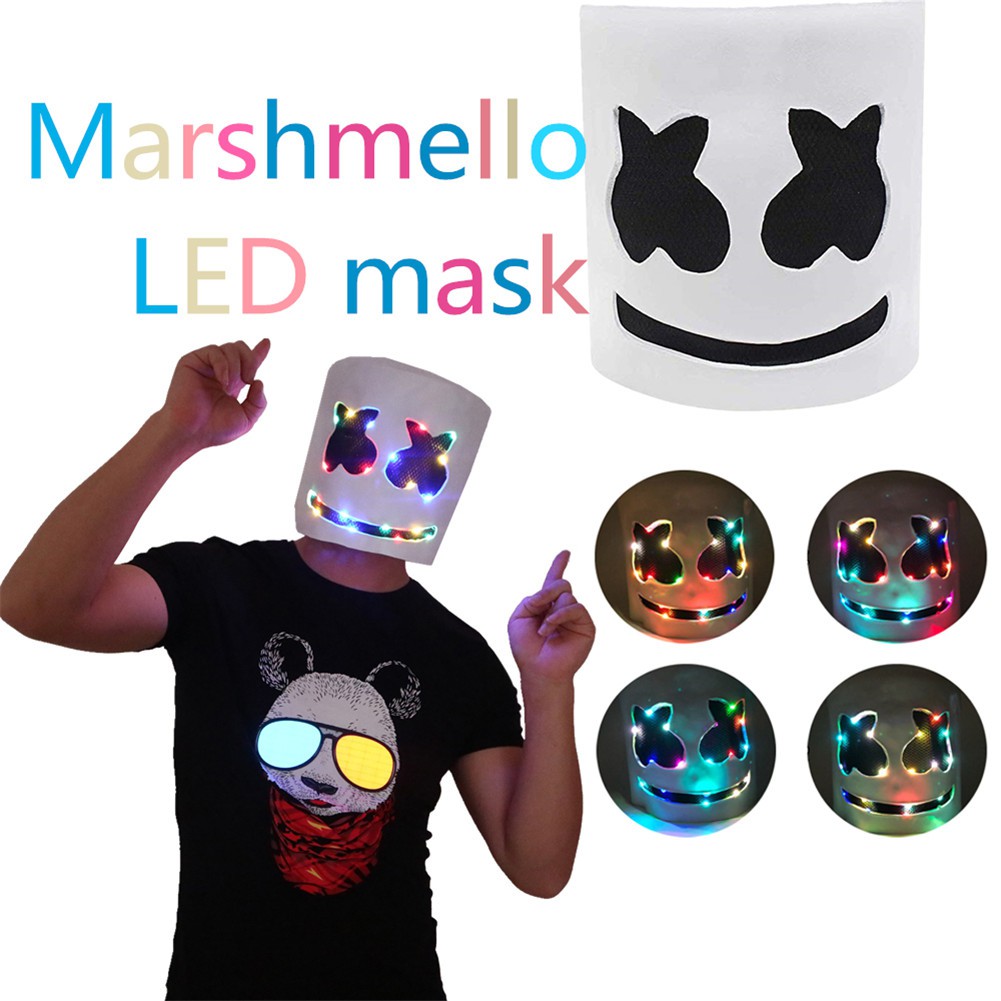 Led Marshmello Dj Mask Full Head Helmet Cosplay Marshmallow Party - marshmello party roblox