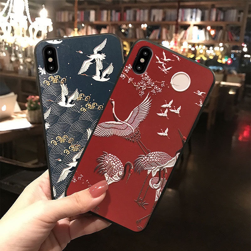 yonuo Digital Store] Suitable For Iphone 11pro Phone Case Embossed Frosted  x21 Red Background White Crane mate30 Mobile Accessories [Hot-Selling] TGO8  | Shopee Singapore