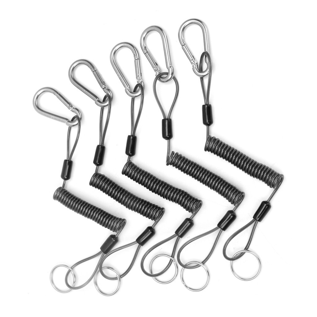 2 X Fishing Pliers Lanyard Steel Coil Tether Coil Lanyard Fishing Tool Tether