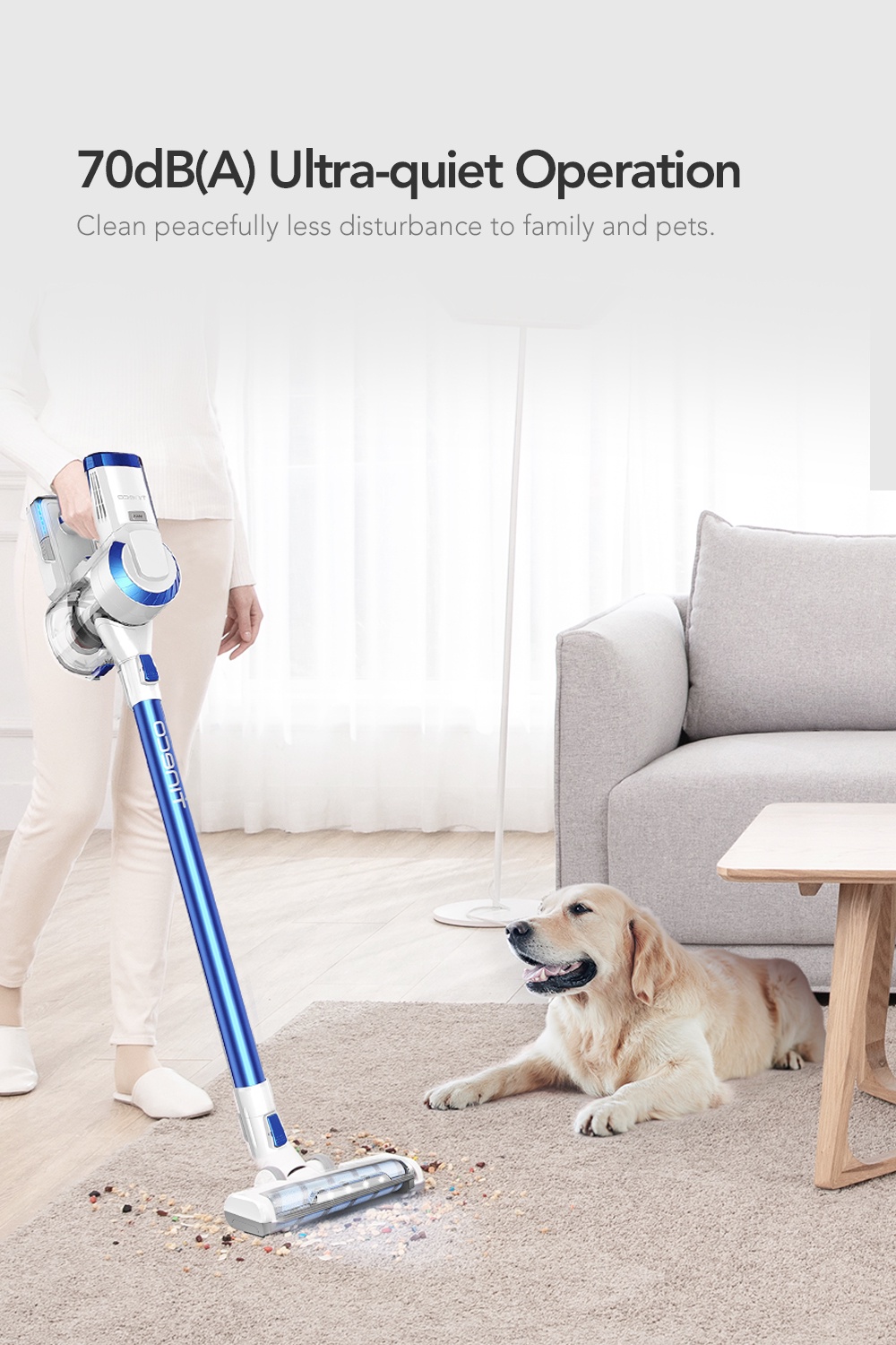 TINECO FullSize Hard Floor LED Head Lights Soft Roller Power Brush for