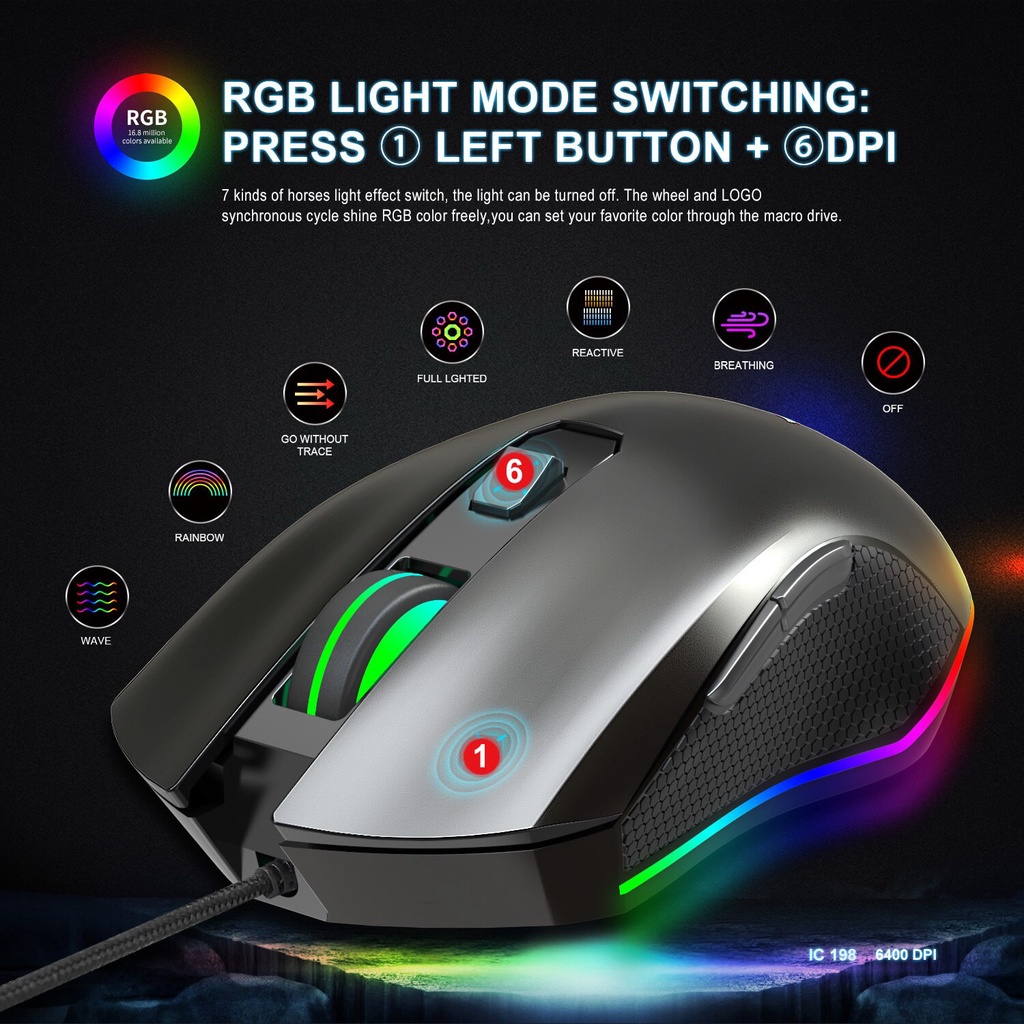 Fv-q7 computer game mouse E-sports Internet cafe RGB luminous mouse |  Shopee Singapore