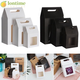 LONTIME 6pcs Kraft Paper Bags with Clear PVC Window Candy Gift Package Party Favor