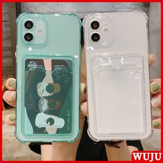 WUJU With Wallet Clip Card Holder Shockproof Clear Phone Case Compatible For iPhone 11 12 13 Pro Max X XS Max XR 7 8 Plus SE 2020 Soft Silicone Transparent TPU Cover Case