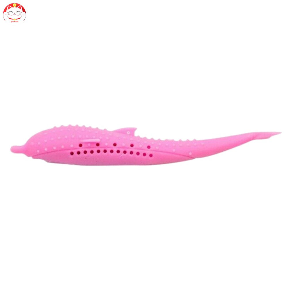 RoSoy Silicone Fish Shape Cat Toothbrush Teething Toy with Catnip Pet Toys 