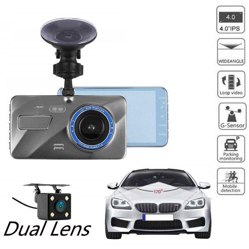 Dashcams for Cars Front and Rear 4.3 LCD 1080P Full HD Mirror Dash Cam Dual Lens Mirror Driving Recorder Night Vision Motion Detection Loop Recording and G-sensor with 32GB SD Card and Hardwire Kit 