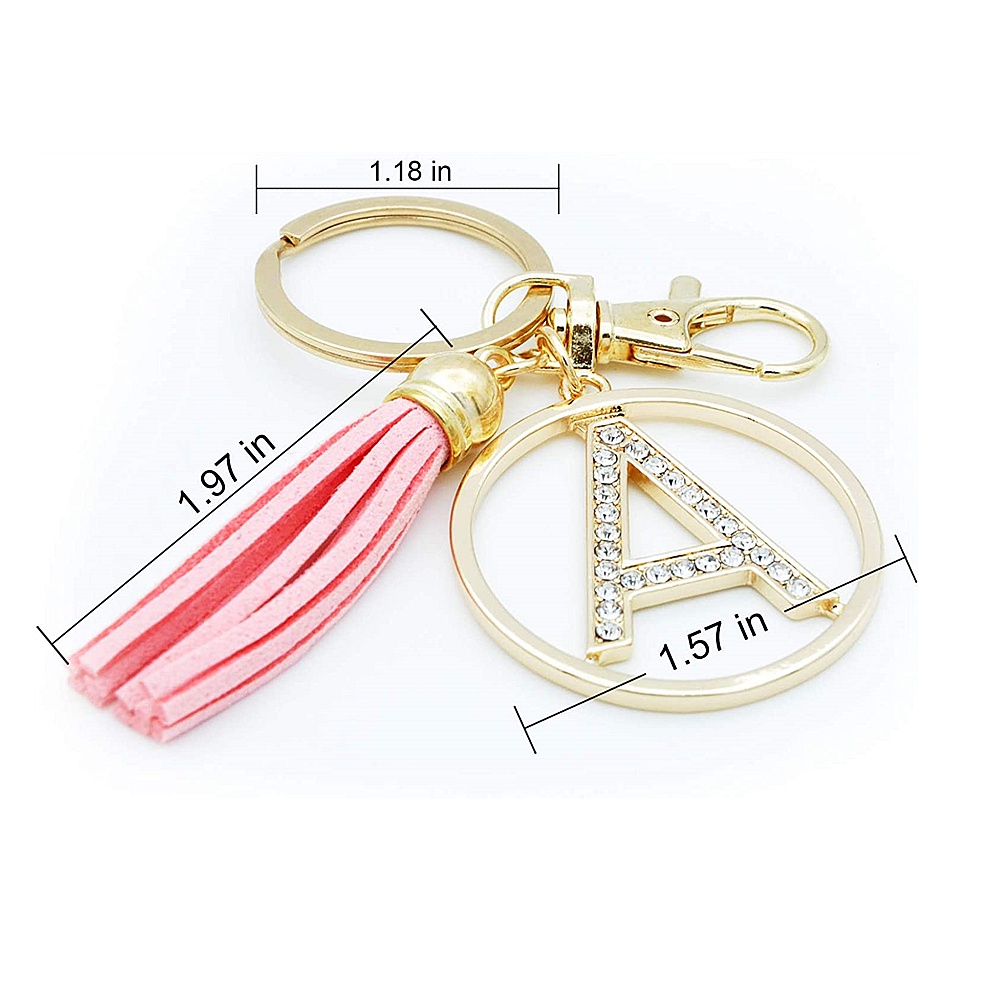 HOYUNLA Initial Letter Keychain for Women Crystal Silver Alphabet Pendant with Key Ring Purse Charms for Handbags 
