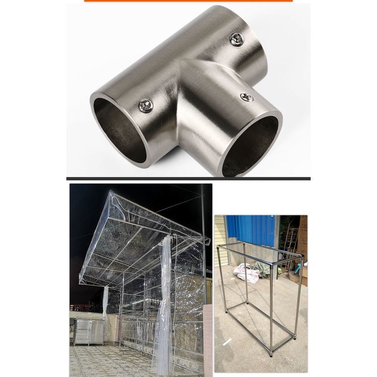 Stainless Steel Pipe Joint round Tube Tee FourWay Brushed Sanding