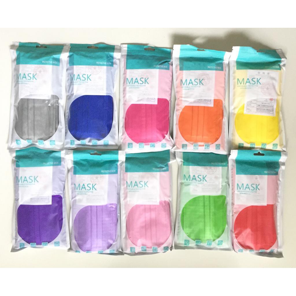 [10pcs Pack!] Adult Colored Design 3 Ply Disposable Face Mask Shopee