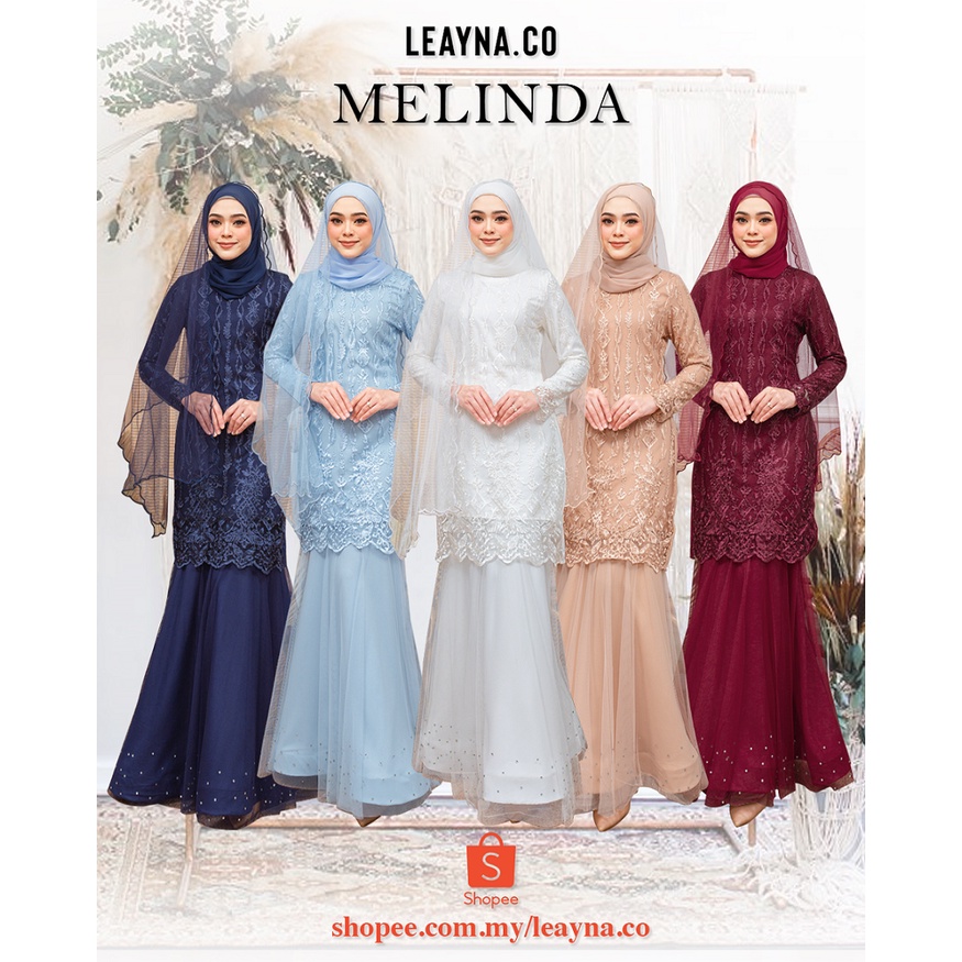 Image of [Shop Malaysia] [leayna.co] [melinda] baju kurung modern lace set (shawl, veil, mask) nikah/tunang #2