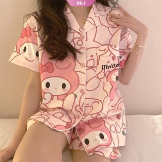 Kawaii Cinnamoroll Pajamas Women's Summer 2022 New Mymelody Kuromi Short-sleeved Thin Section Cute Sanrio Home Clothes Casual Wear Gift