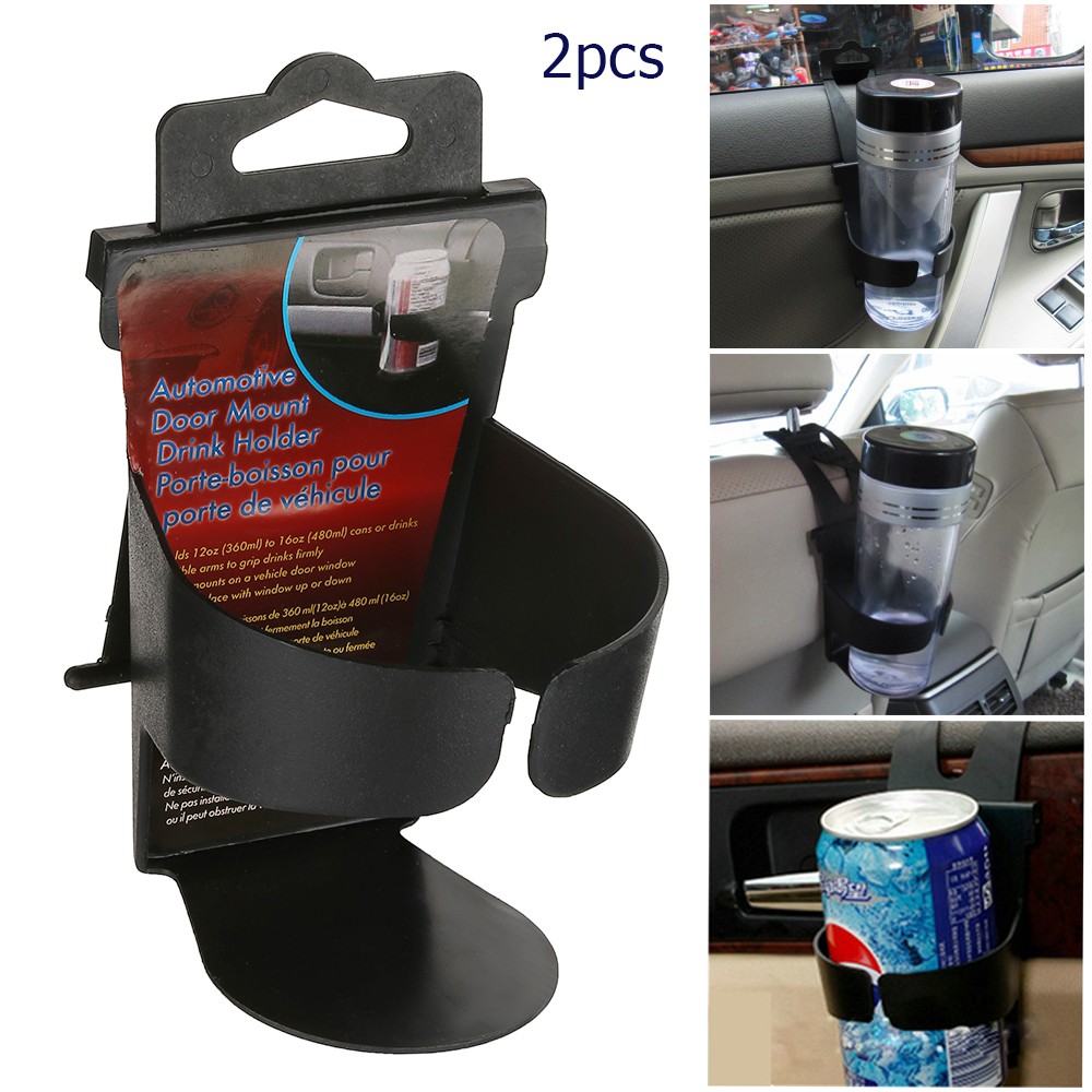 2x Universal Vehicle Car Truck Door Mount Drink Bottle Cup Holder Stand Black 