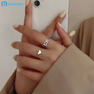 Image of thu nhỏ Korean Ring Set Simple Cute Silver  Heart AdjustableRing for Women Accessories Jewelry #0