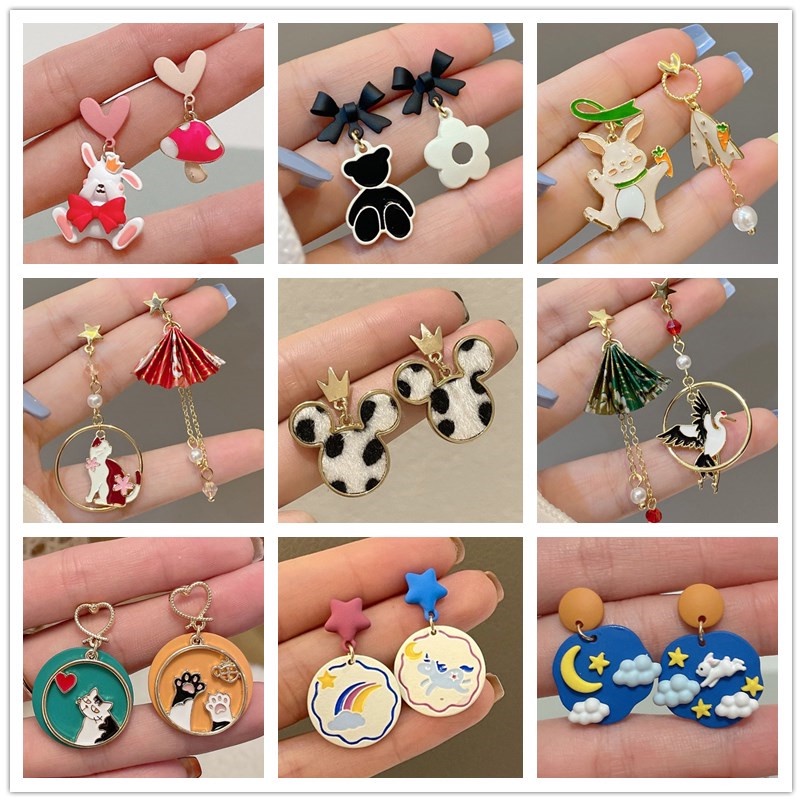 S925 Silver Needle Earring INS Cute Cartoon Animal Stud Earrings | Shopee  Singapore