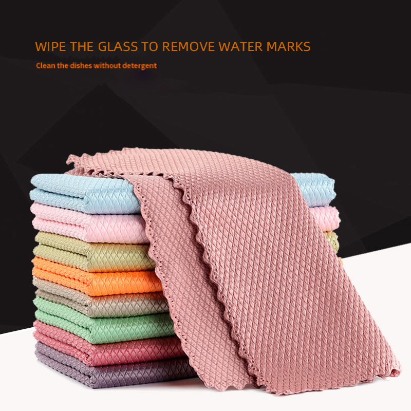 Kitchen AntiGrease Wiping Rags Water Absorption Fish Scale Wipe Cloth