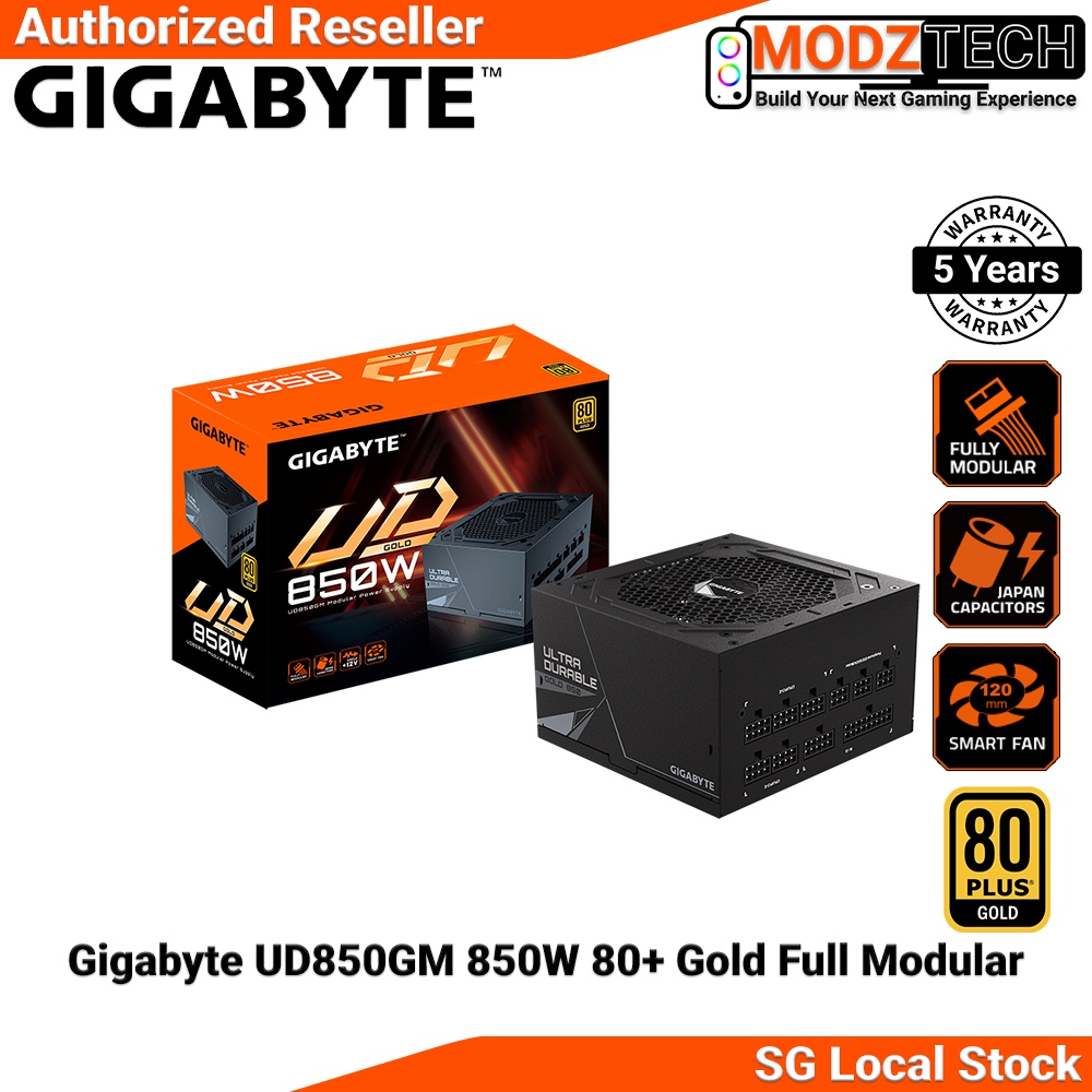 Alimentation PC GIGABYTE 850W GP-UD850GM - 80+ Gold - Haute Qualité Et Durable Pour Config Gaming