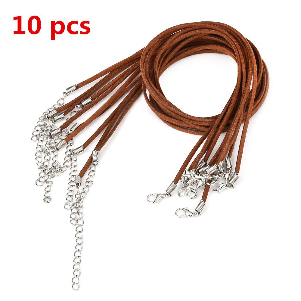 10pcs Suede Leather String Necklace Cord Jewelry Making DIY Craft Black/Brown 