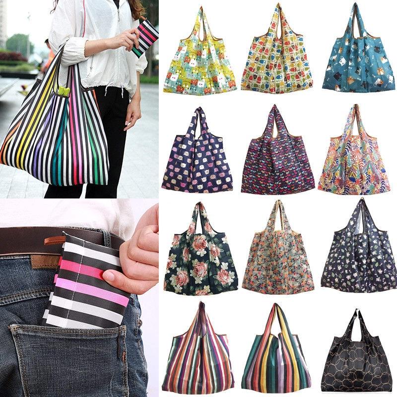 Image of ♪TY★Foldable Reusable Nylon Eco Storage Travel Shopping Tote Grocery Bag
