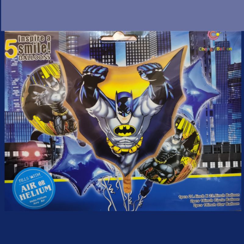 Ready Stock Batman 5 Pcs High Quality Foil Balloon Set Helium Balloon Boys Kids Party Set Shopee Singapore