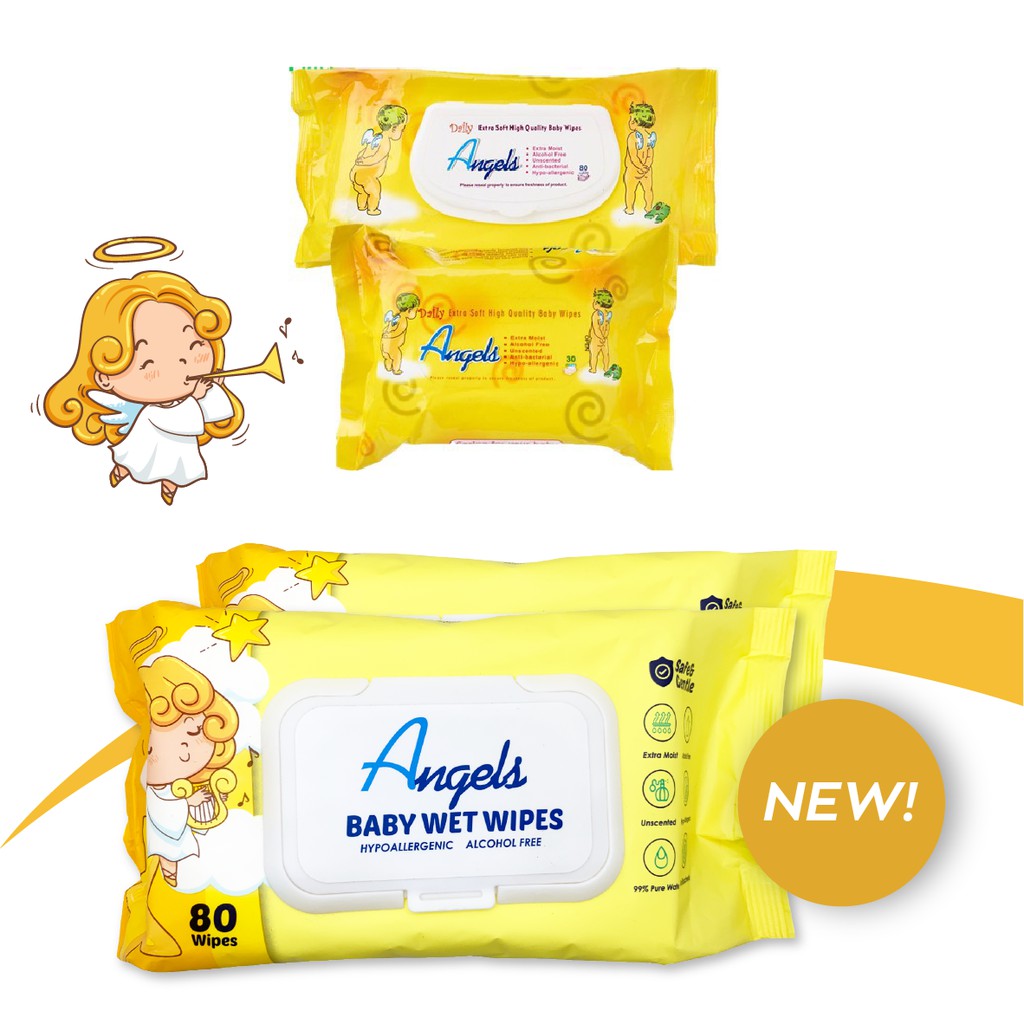 ANGELS Baby Wet Wipes Carton Sale  - 30 / 80 Wipes Pack - Safe & Gentle for babies!