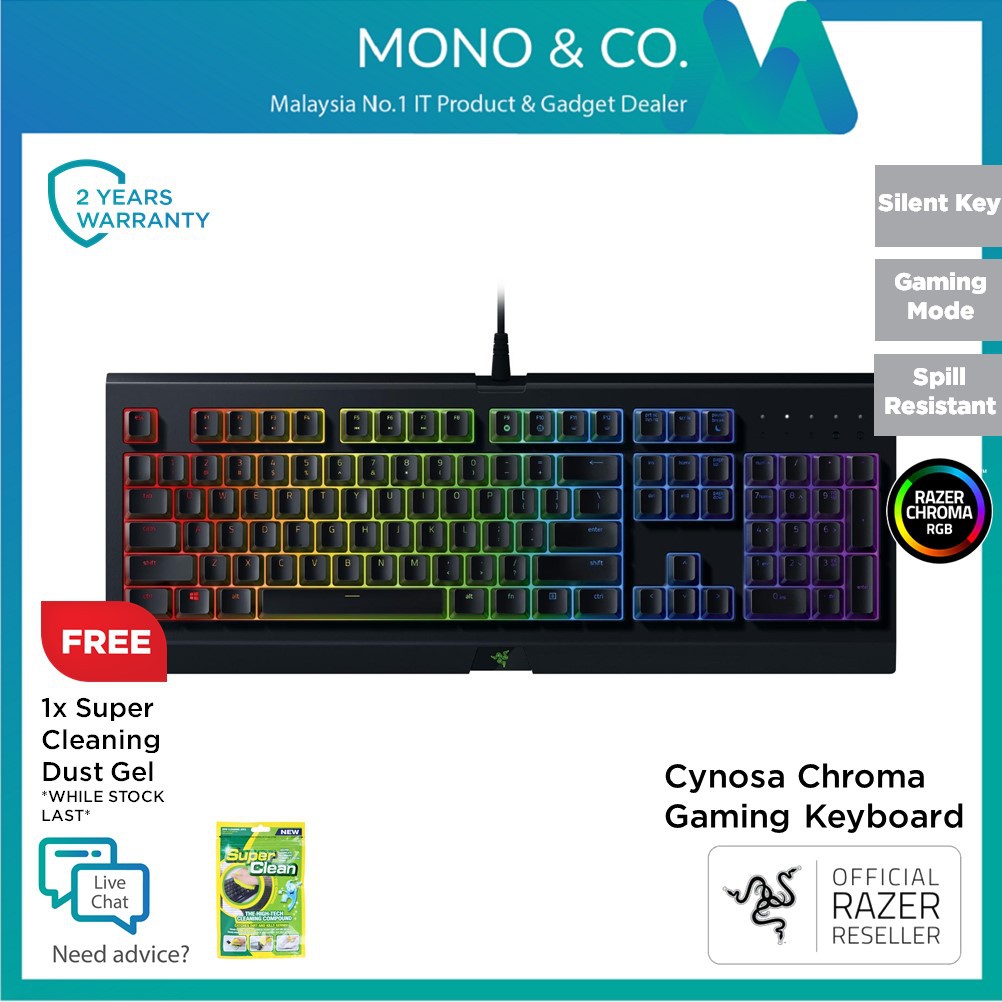 Razer Cynosa Chroma Gaming Keyboard Soft Cushioned Keys Free Super Cleaning Dust Gel Shopee Singapore