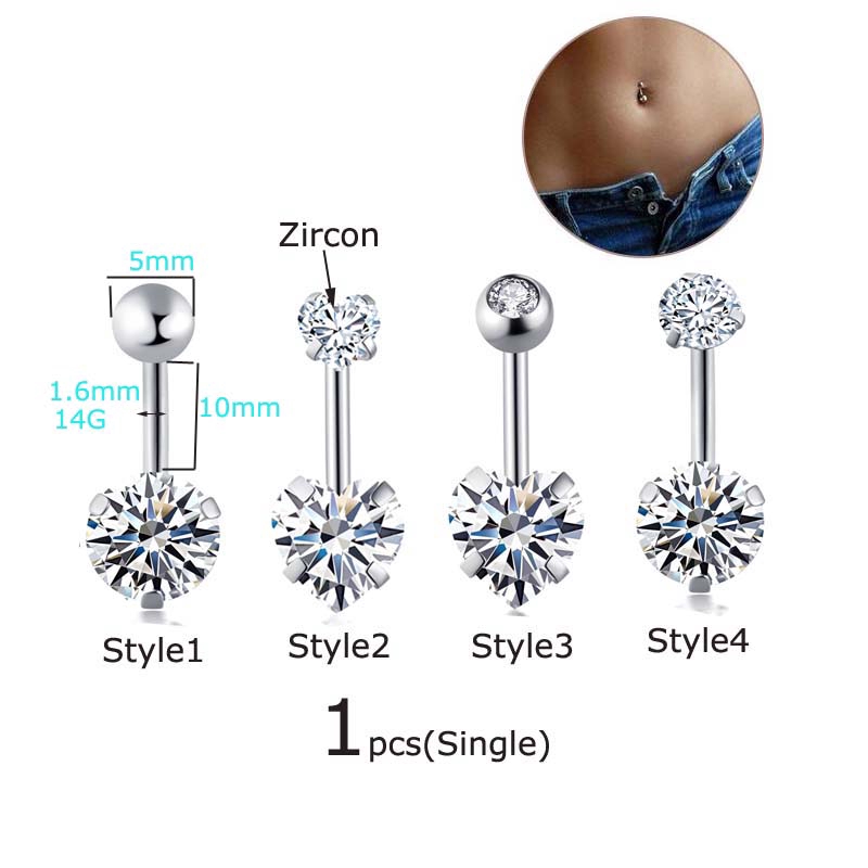 1piece Stainless Steel Belly Button Ring Navel Piercng 16G Shopee