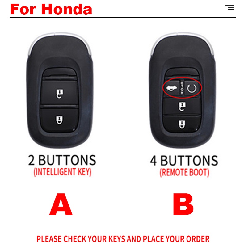 Luminous Zinc Alloy Remote Smart Car Key Cover Case Fob Holder Shell Bag Keychain For Honda CRV City Civic Accord HRV Vezel 2020 2021 2022