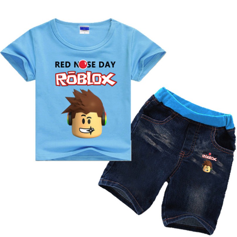 Roblox Summer Kids Cute Cartoon Printed Cotton Short Sleeve T Shirt Shorts Baby Boys Girls Clothing Set Shopee Singapore - cute girls clothing roblox