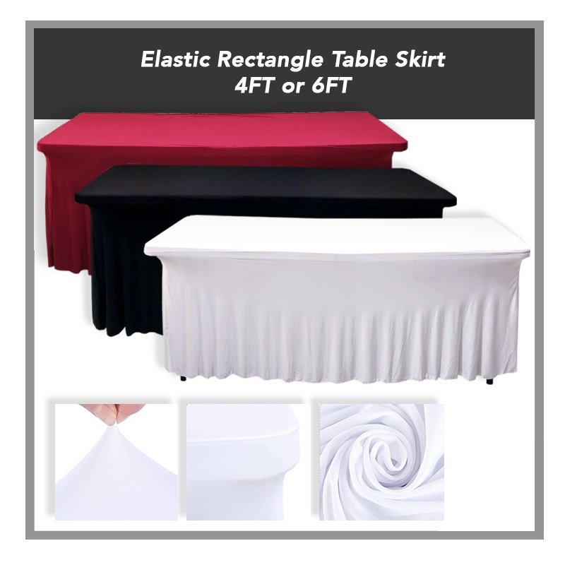 Skirt Elastic Banquet Table Cloth Top Cover Skirting Event Hotel Kain