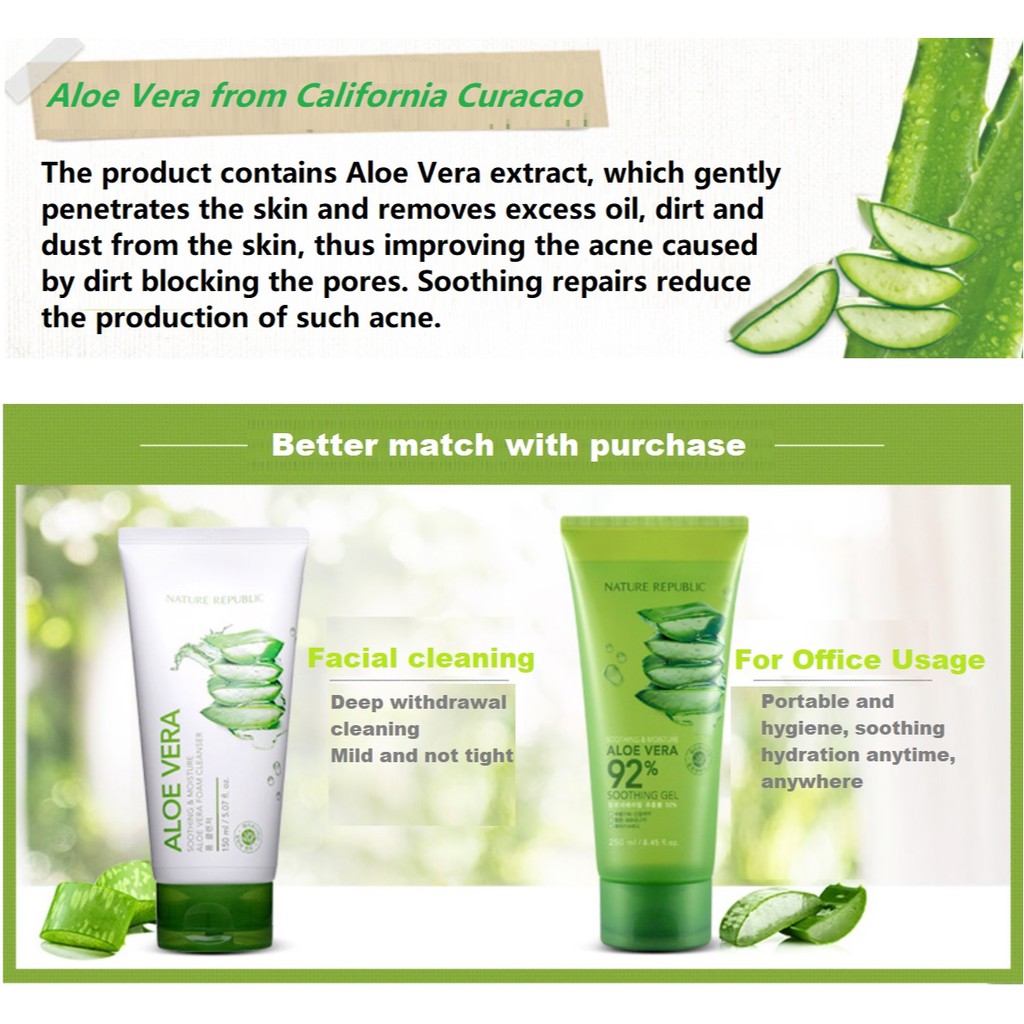 Nature Republic Aloe Vera 92 Moisture Soothing Gel 300ml Shopee