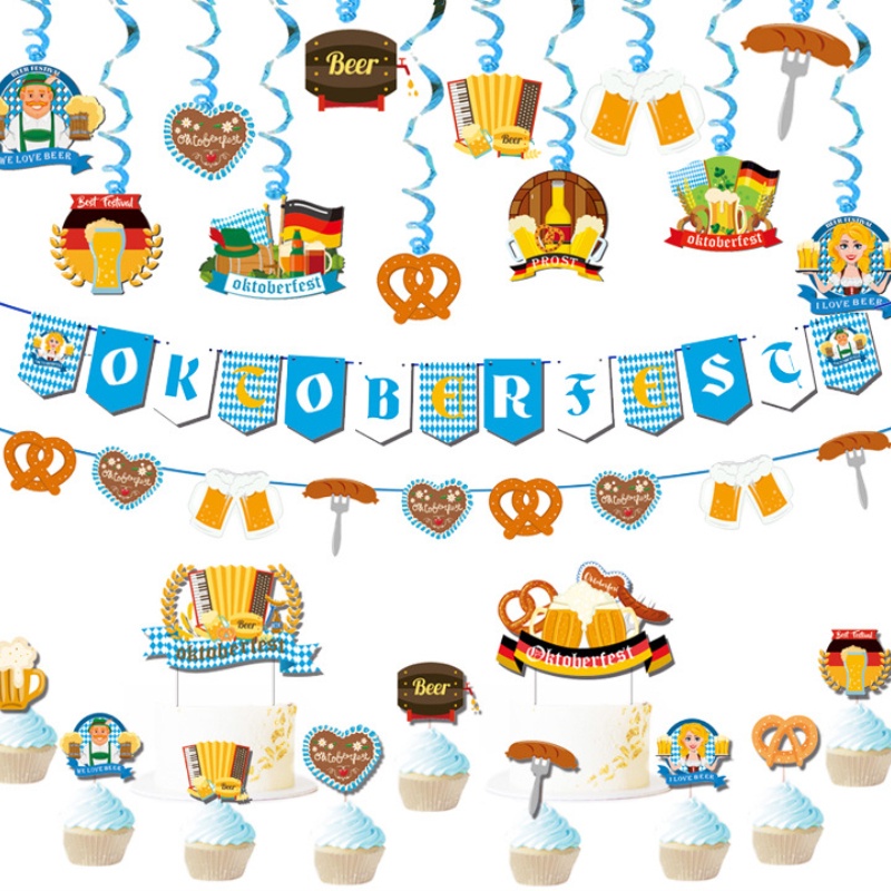 FANGLELAND Oktoberfest Theme Party Decorations Beer Sausage Pattern