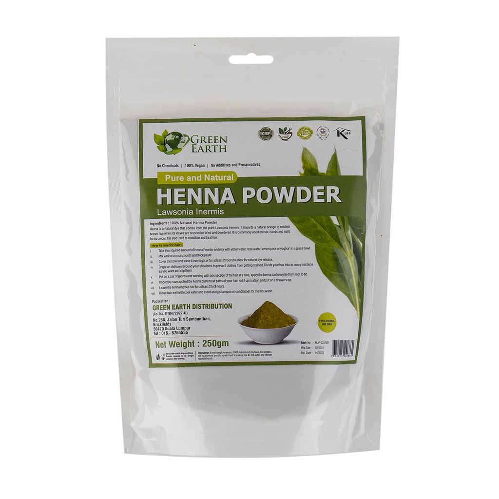 Shop Malaysia Green Earth Pure Henna Powder 250gm Shopee Singapore