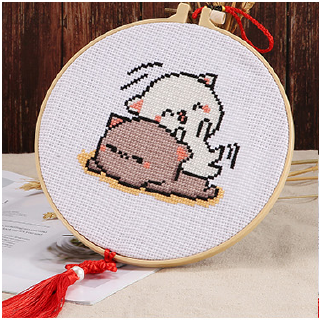 Chinese embroidery Cute Cartoon Cross Stitch Couple Emoticon Package Small  Pendant Handmade Products Couple Home Decoration Simple Thread Embroidery  Self-embroidered Novice Material Package | Shopee Singapore