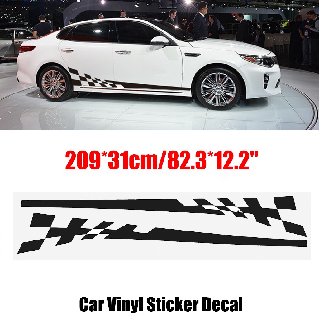 2Pcs Car Side Body Vinyl Decal Sticker Racing Sports Long Stripe
