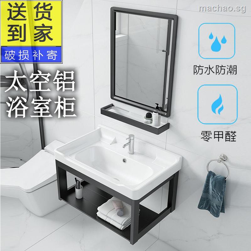Wall Mounted Washbasin Ceramic Black Small Apartment Bathroom Sink Household Wash Basin Combination Cabinet Ee Singapore - Best Place For Bathroom Sinks In Singapore