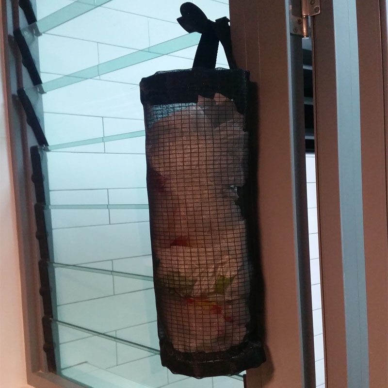 [SG] Black Plastic Bag Holder Grocery Storage Hanging Dispenser Organisation