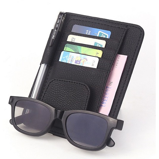 local seller Car/Vehicle Leather Card Pen Glasses Holder   Sun Visor  Change Clip Storage