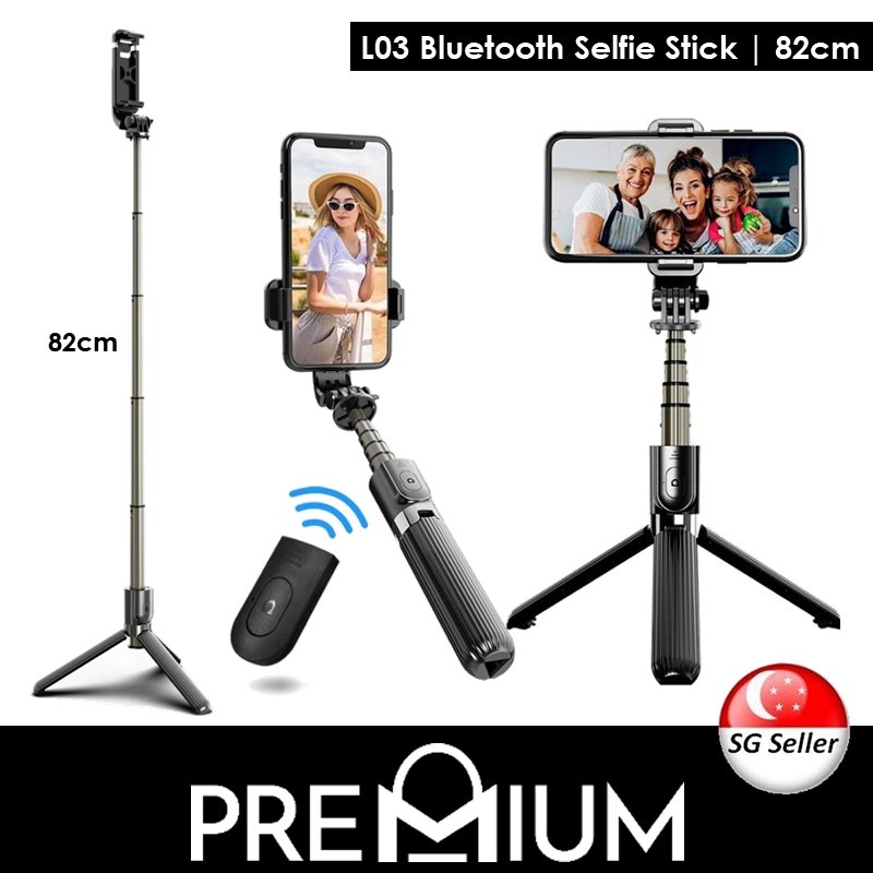 Extendable Selfie Stick Tripod with Bluetooth Remote Selfie Stick L03 Aluminum Tripod Stand Portable Selfie Stick Compatible with iPhone 12 11 pro Xs Max Xr X 8Plus 7 Samsung Android GoPro Camera 